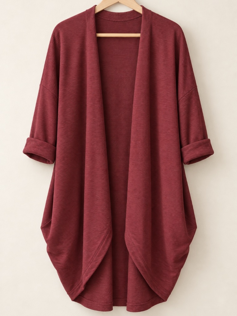 Dear Scarlett Wine Burgundy 3-Piece Textured Knit Lounge Set - Picture 2 of 4